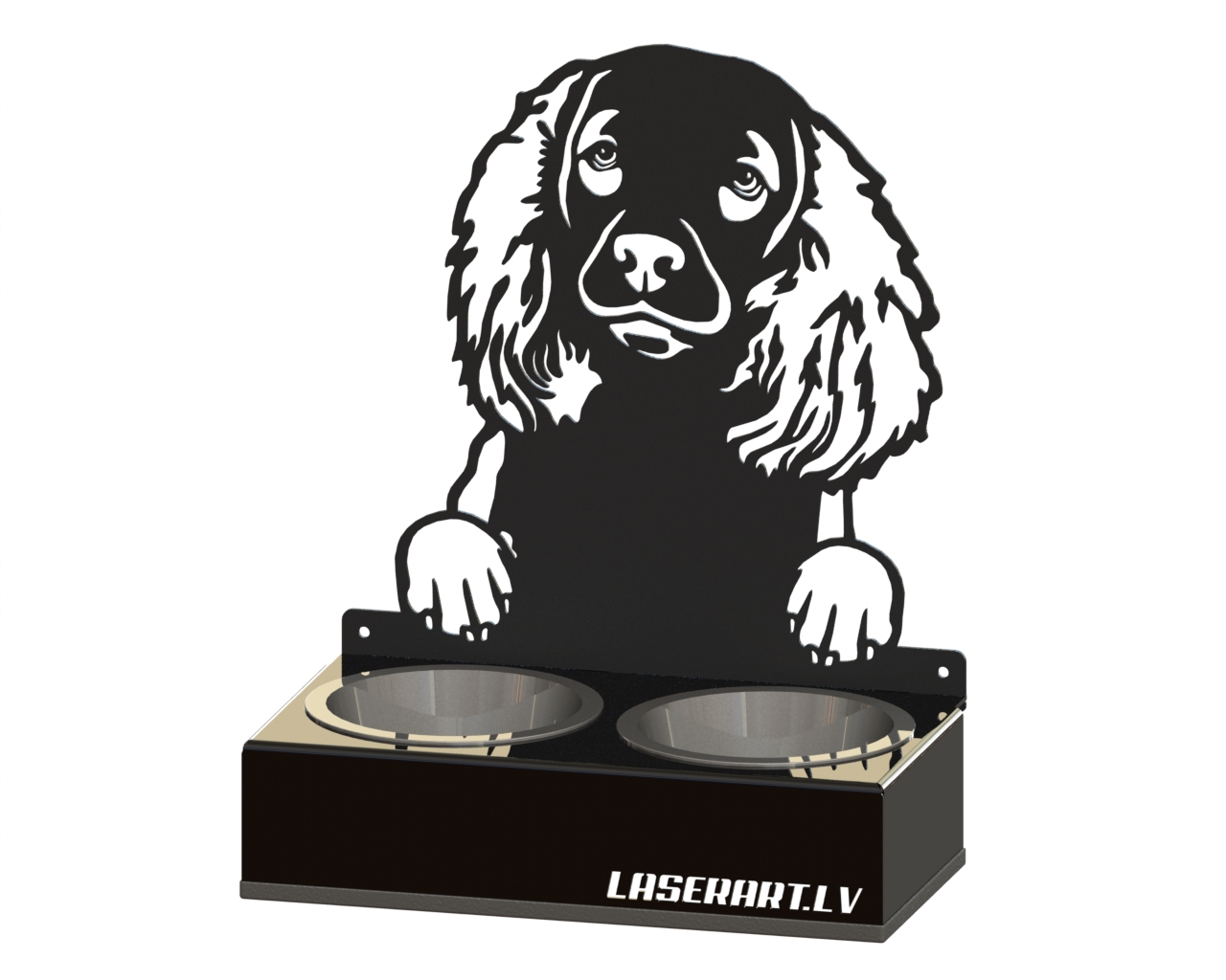 2-Bowl Dog Feeder, Spaniels (American Water) Dog breed, Raised Feeding Station