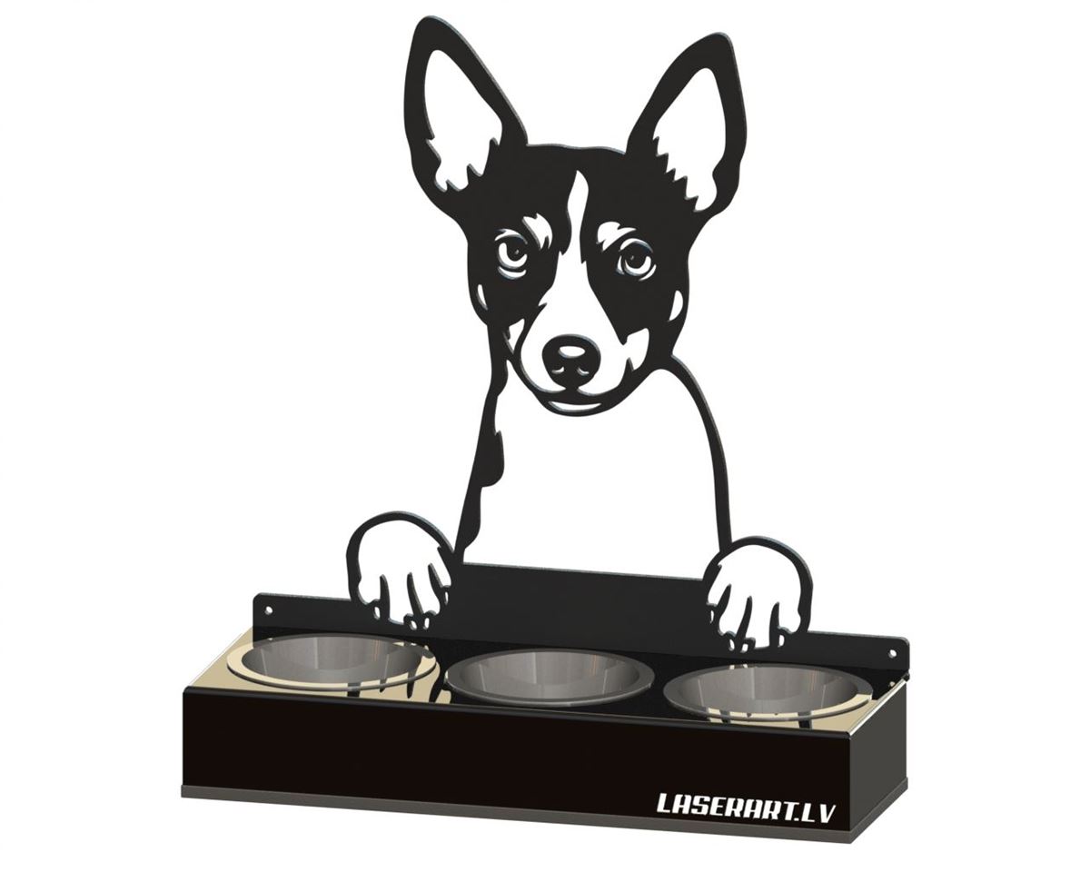3-Bowl Dog Feeder, Rat Terriers Dog breed, Raised Feeding Station