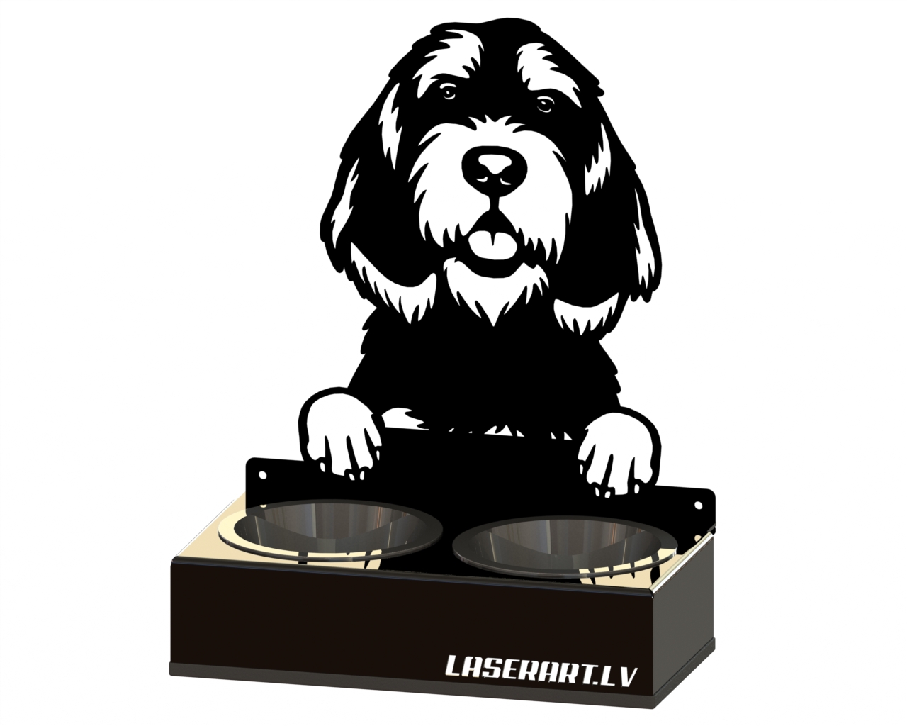 2-Bowl Dog Feeder, Otterhounds Dog breed, Raised Feeding Station