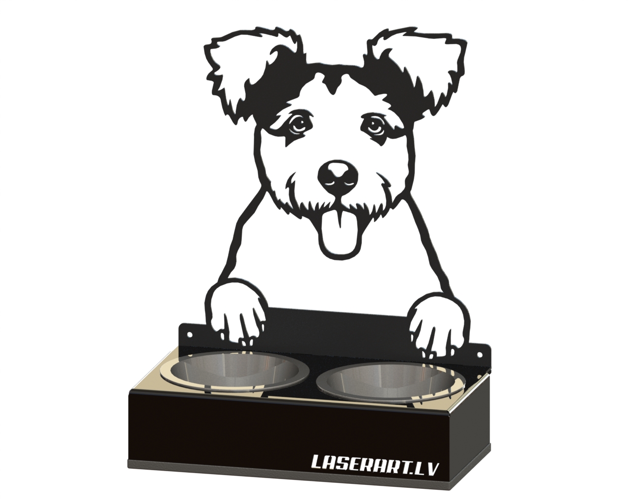 2-Bowl Dog Feeder, Pumik Dog breed, Raised Feeding Station