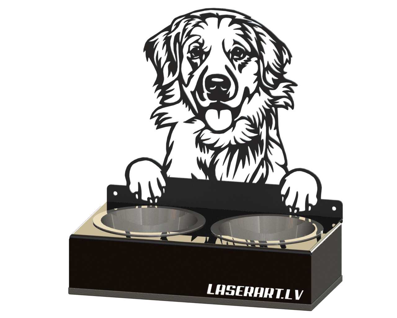 2-Bowl Dog Feeder, Retrievers (Labrador) Dog breed, Raised Feeding Station