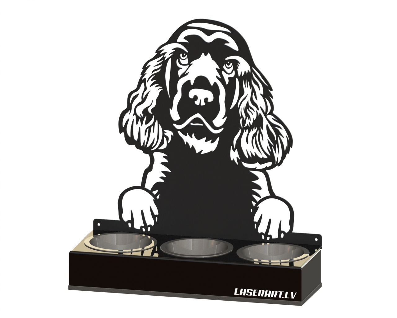 3-Bowl Dog Feeder, Spaniels (Sussex) Dog breed, Raised Feeding Station