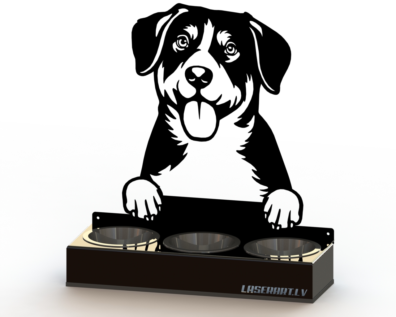 3-Bowl Dog Feeder, Entlebucher Mountain Dog breed, Raised Feeding Station