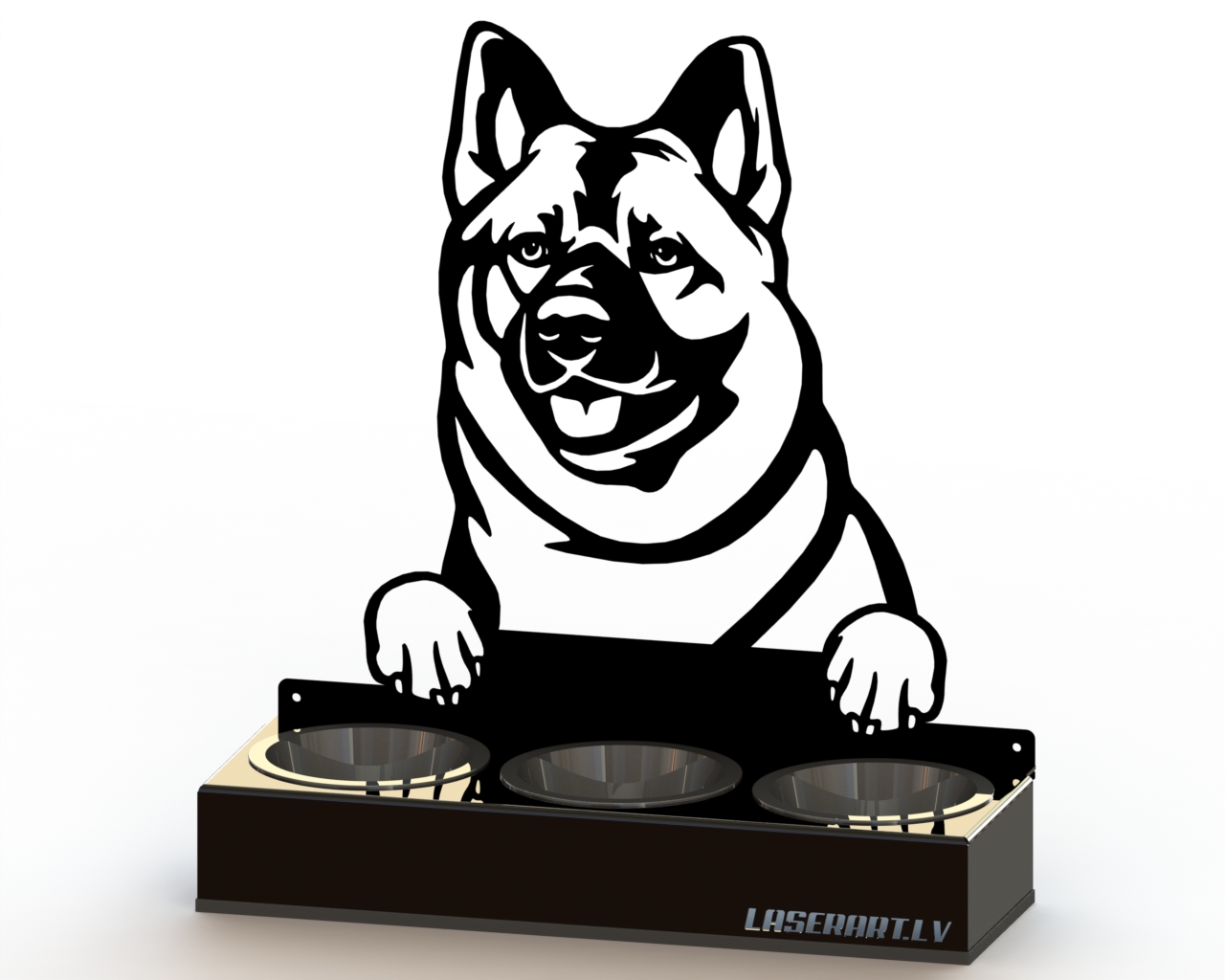 3-Bowl Dog Feeder, Norwegian Elkhounds Dog breed, Raised Feeding Station