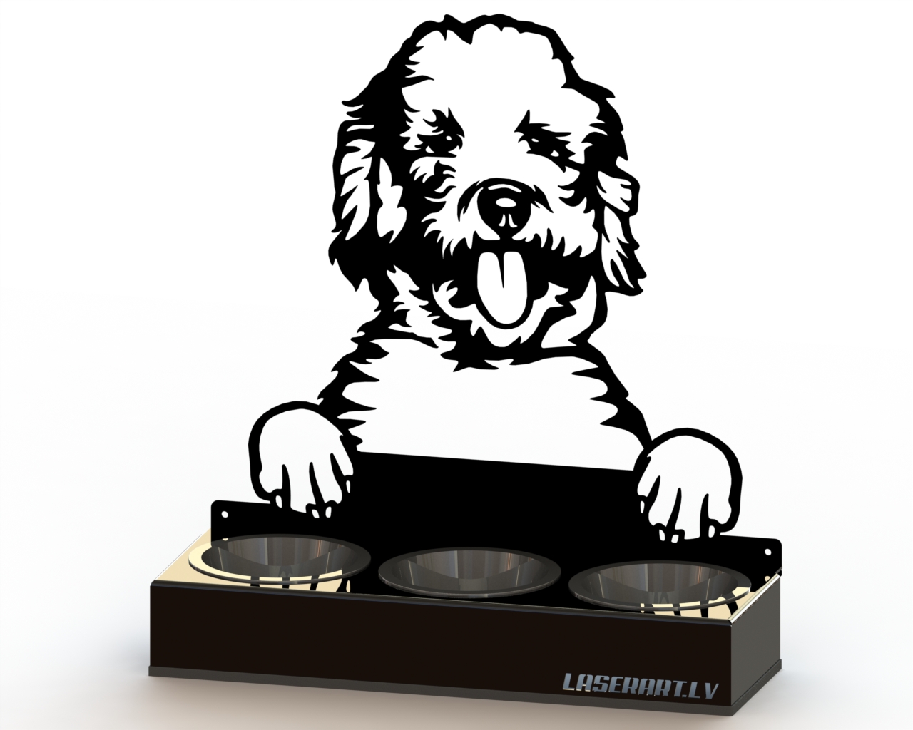 3-Bowl Dog Feeder, Labradoodle Dog breed, Raised Feeding Station