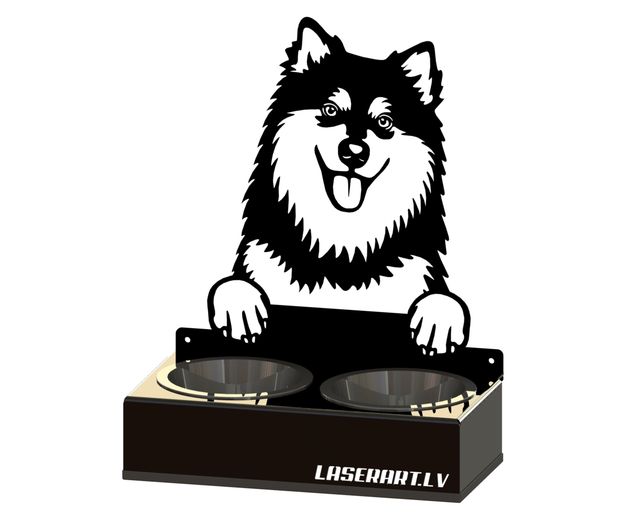 2-Bowl Dog Feeder, Finnish Lapphund Dog breed, Raised Feeding Station