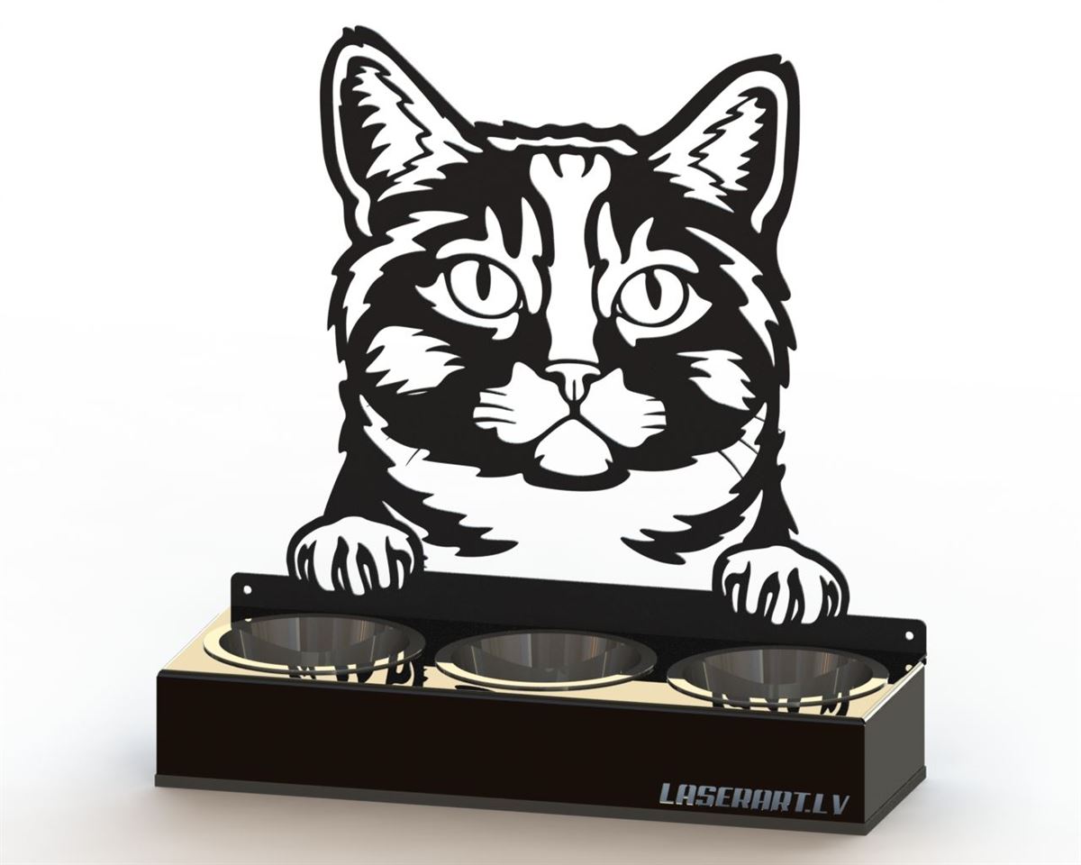 3-Bowl Cat Feeder, Munchkin Cat breed, Raised Feeding Station