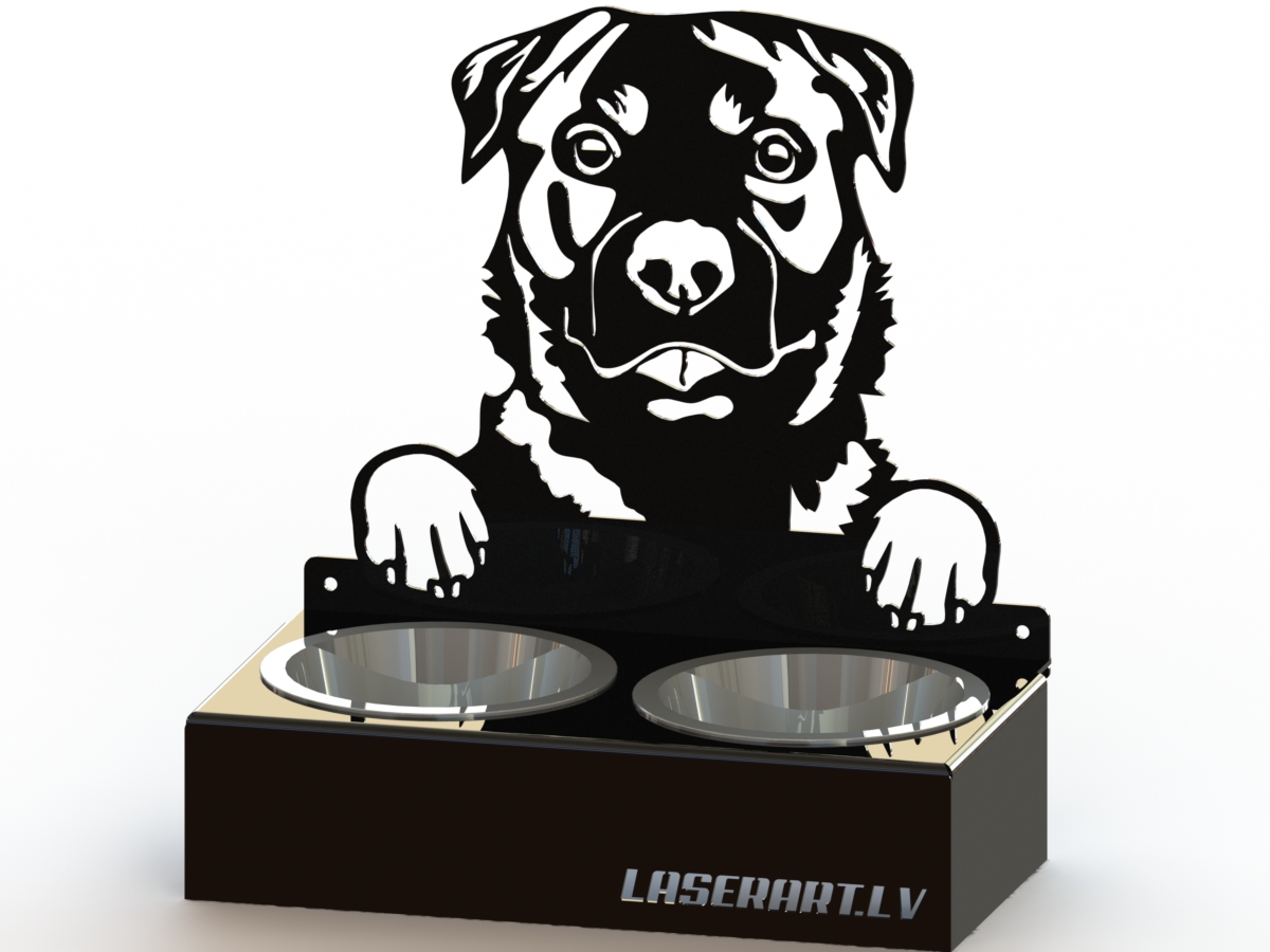 2-Bowl Dog Feeder, Rotwellers Dog breed, Raised Feeding Station