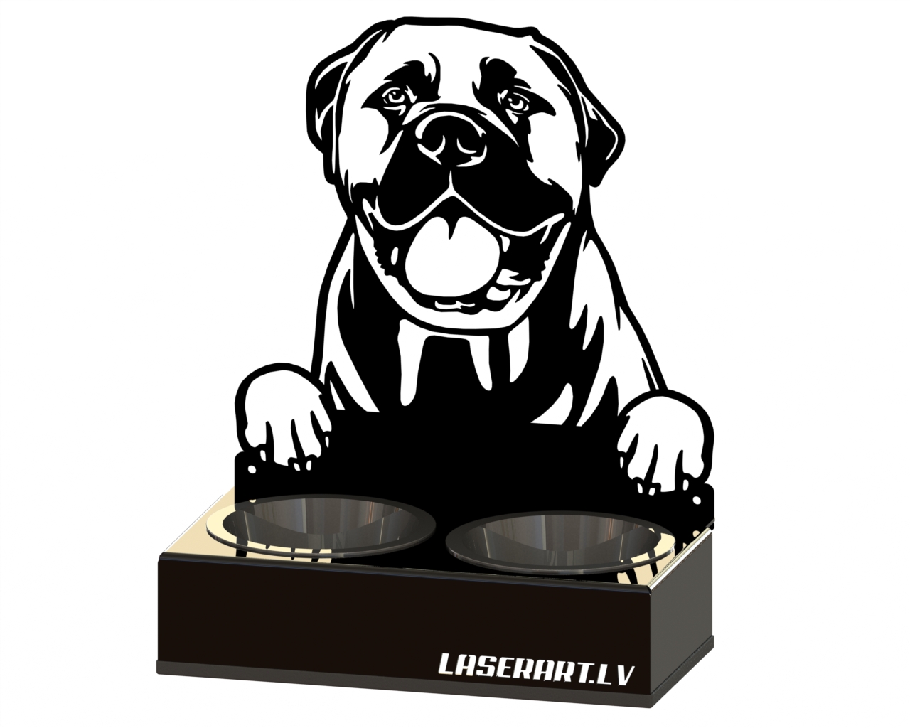 2-Bowl Dog Feeder, Bullmastiffs Dog breed, Raised Feeding Station