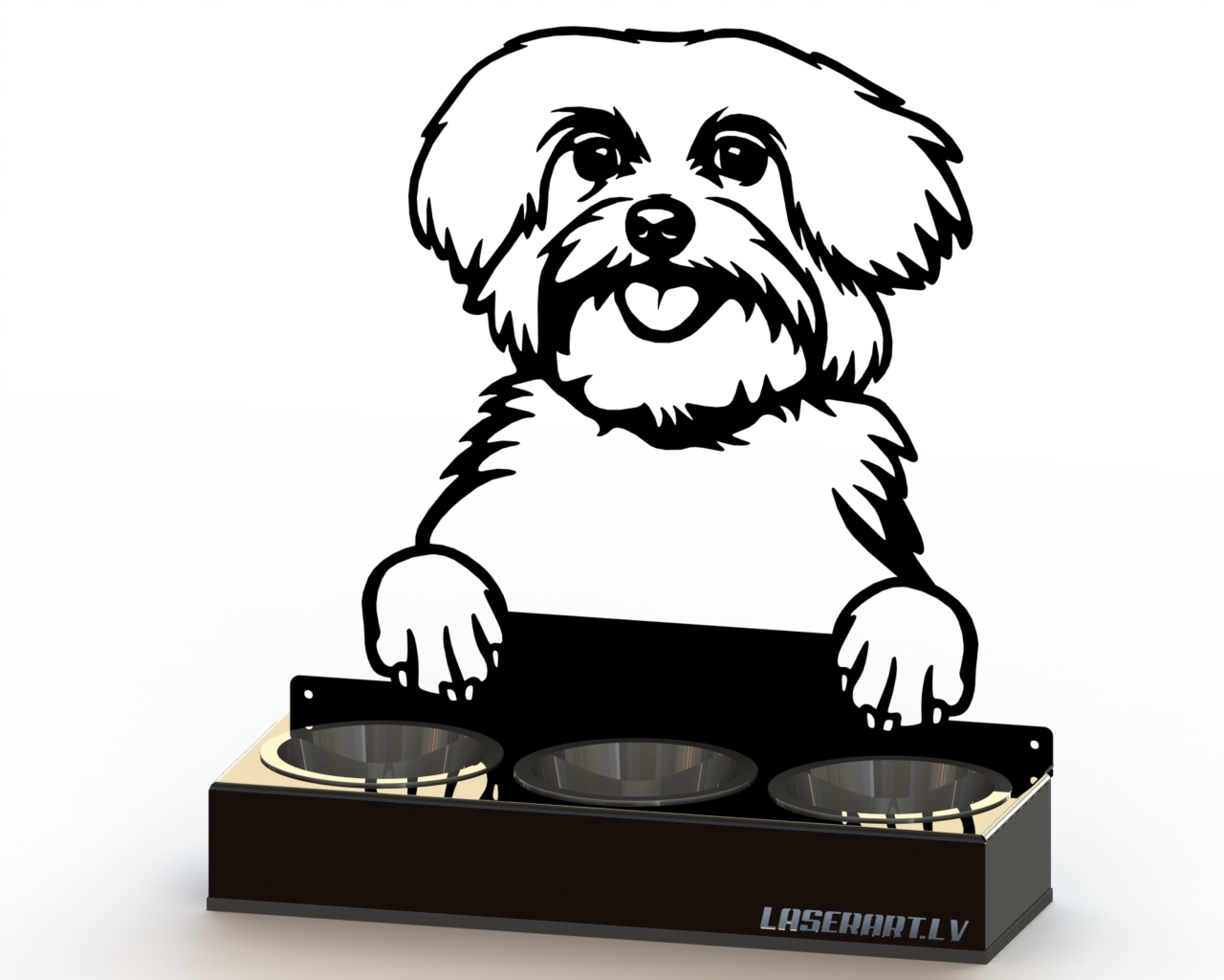 3-Bowl Dog Feeder, Maltese Dog breed, Raised Feeding Station