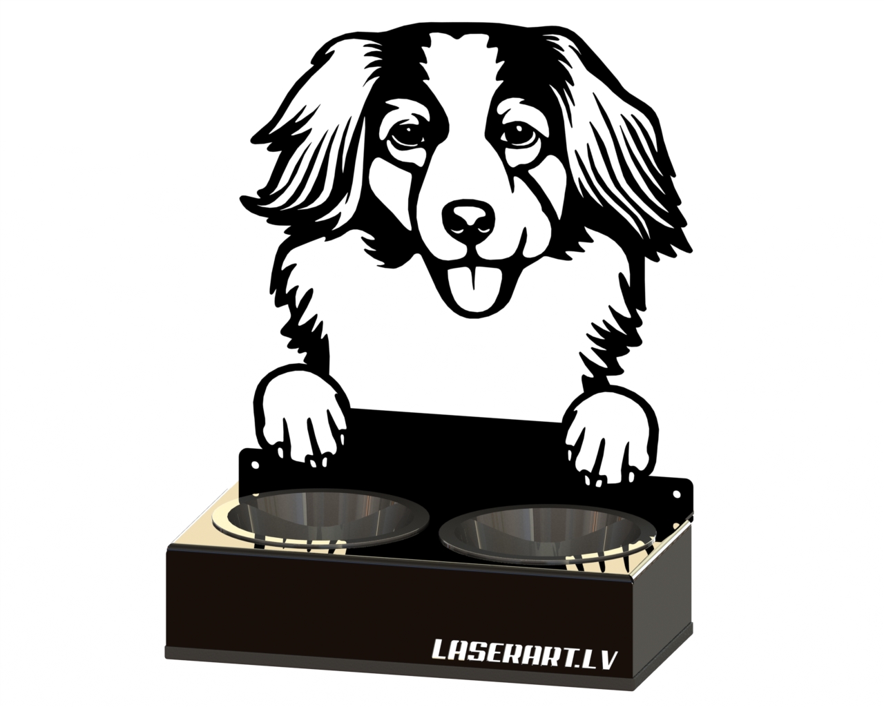 2-Bowl Dog Feeder, Nederlandse Kooikerhondjes Dog breed, Raised Feeding Station
