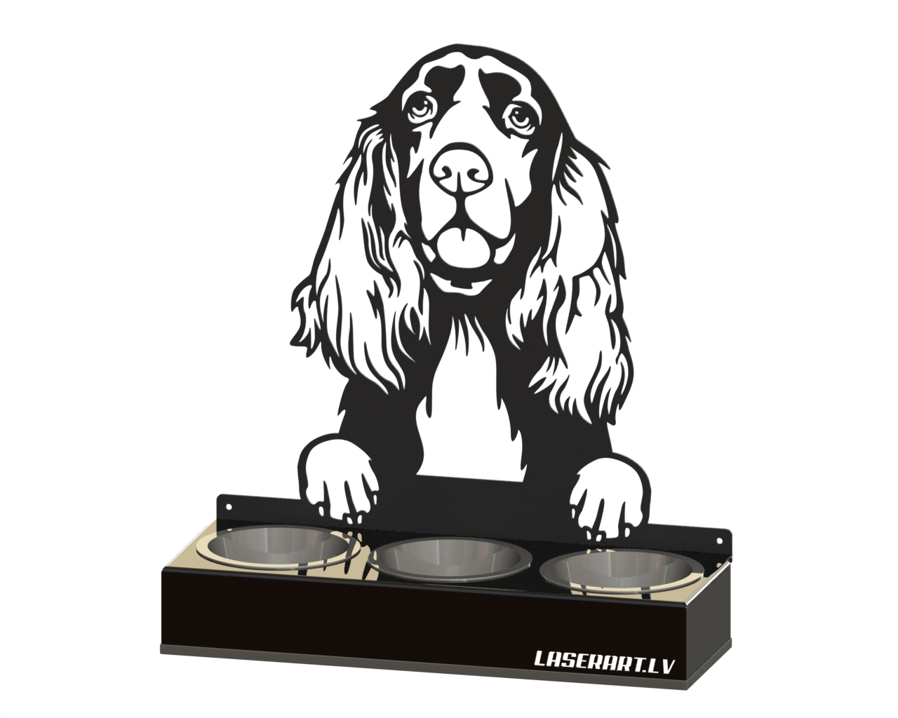 3-Bowl Dog Feeder, Spaniels (Field) Dog breed, Raised Feeding Station