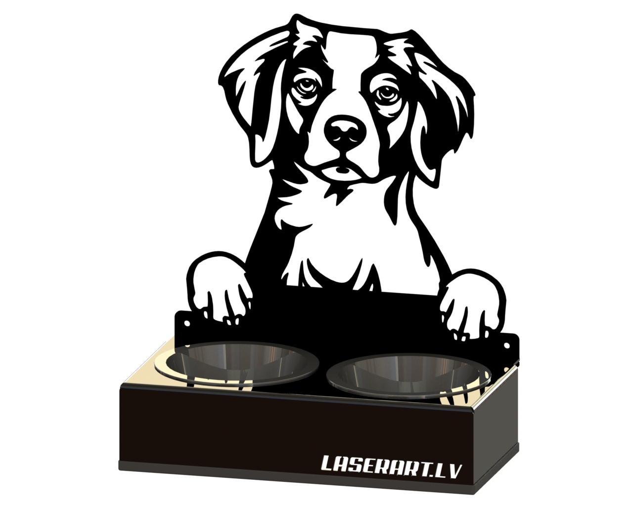 2-Bowl Dog Feeder, Brittany Dog breed, Raised Feeding Station