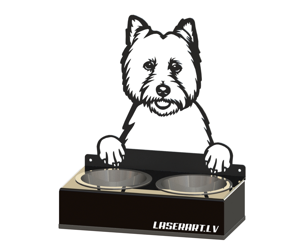 2-Bowl Dog Feeder, West Highland White Terriers Dog breed, Raised Feeding Station