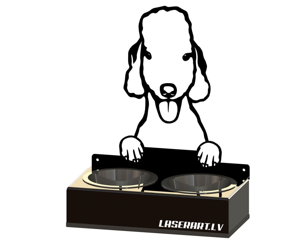 2-Bowl Dog Feeder, Bedlington Terriers Dog breed, Raised Feeding Station