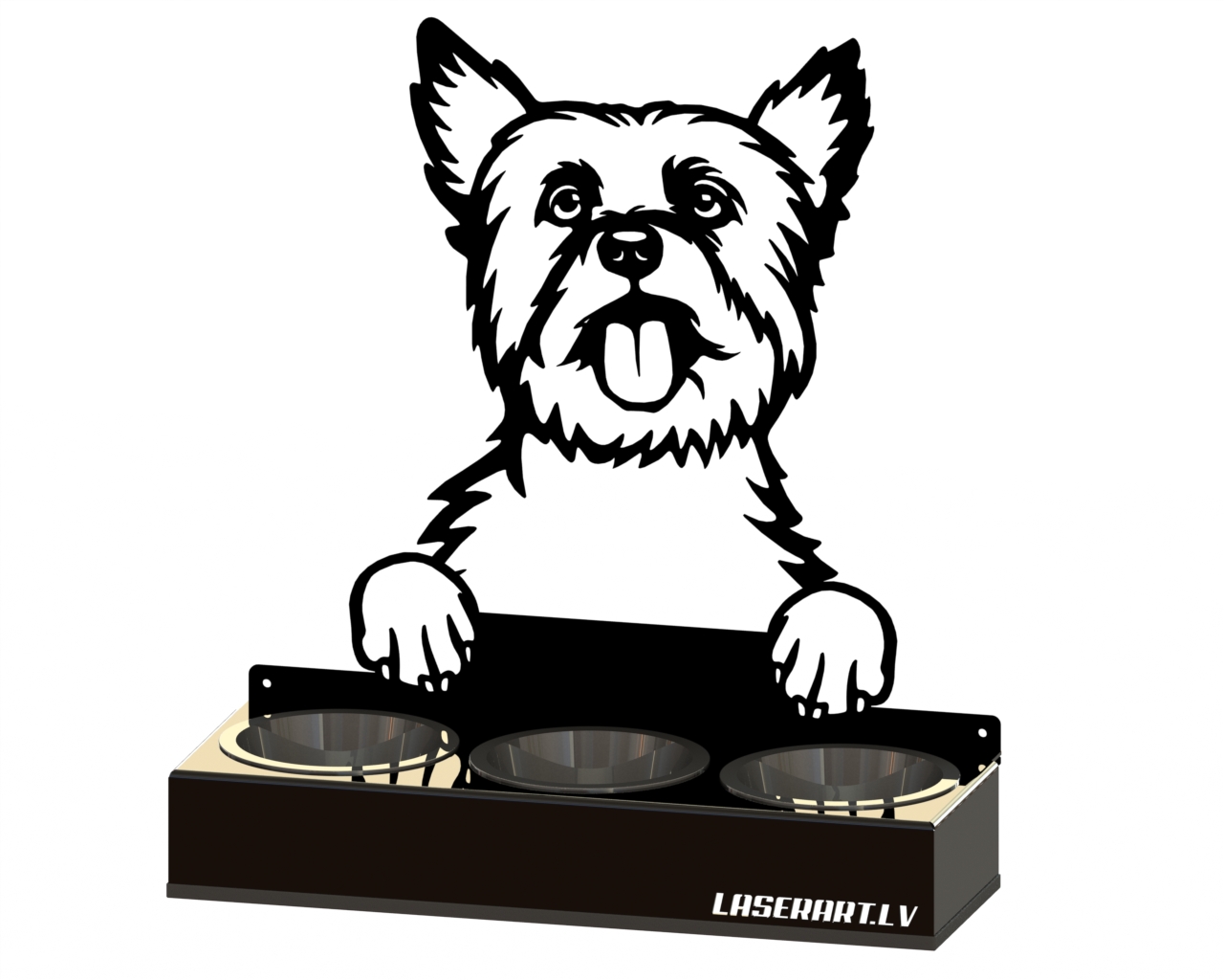 3-Bowl Dog Feeder, Yorkshire Terriers Dog breed, Raised Feeding Station