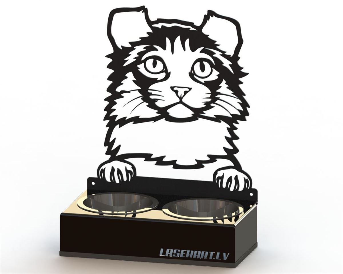 2-Bowl Cat Feeder, Kinkalow Cat breed, Raised Feeding Station