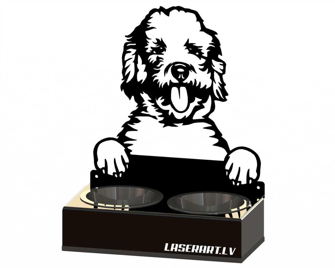2-Bowl Dog Feeder, Labradoodle Dog breed, Raised Feeding Station