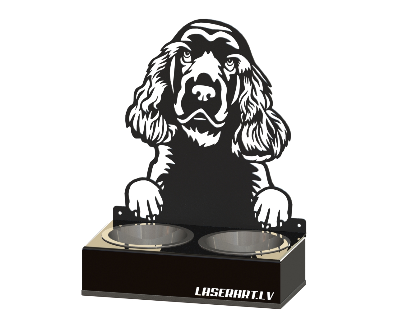 2-Bowl Dog Feeder, Spaniels (Sussex) Dog breed, Raised Feeding Station