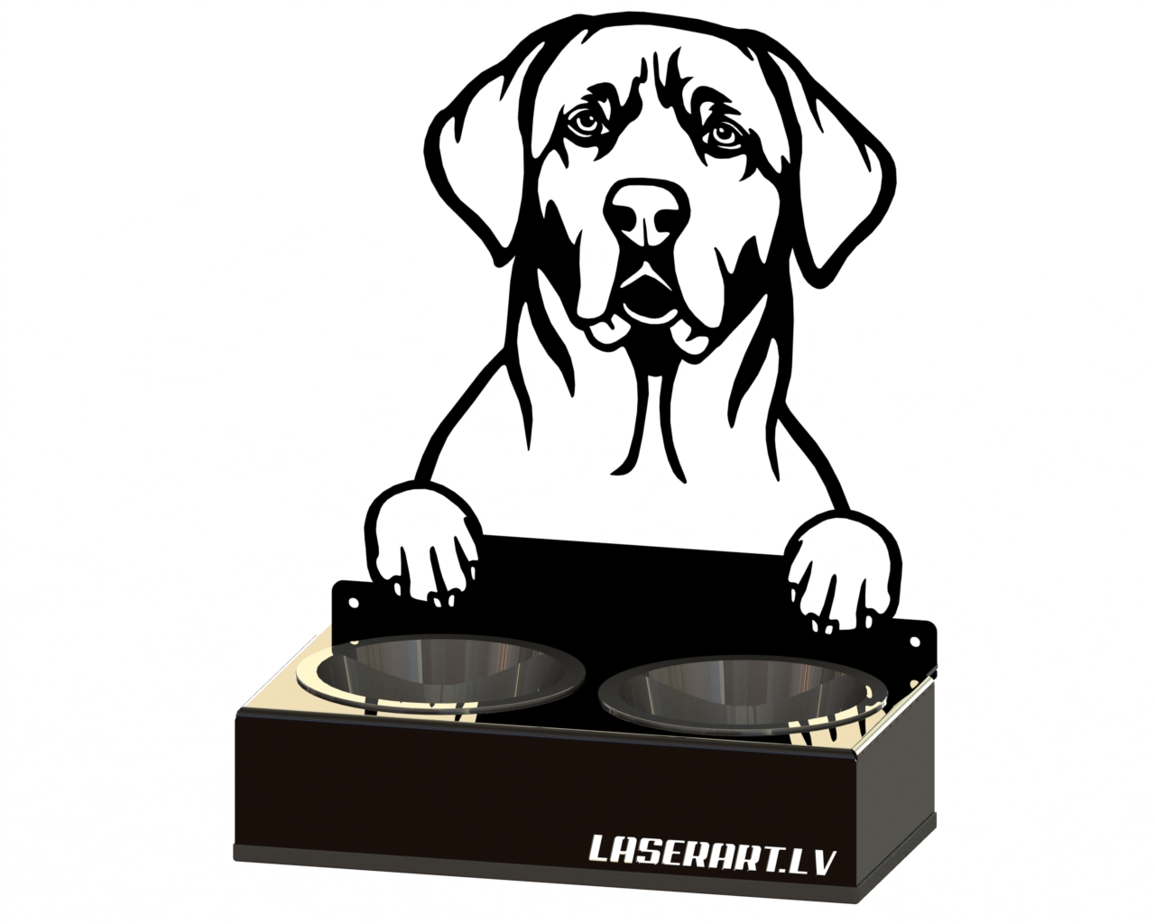 2-Bowl Dog Feeder, Broholmer Dog breed, Raised Feeding Station