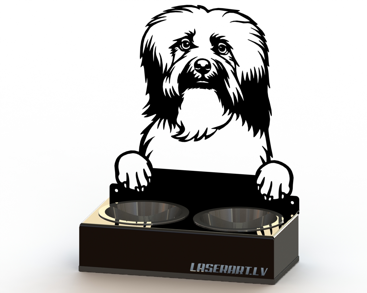 2-Bowl Dog Feeder, Havanese Dog breed, Raised Feeding Station
