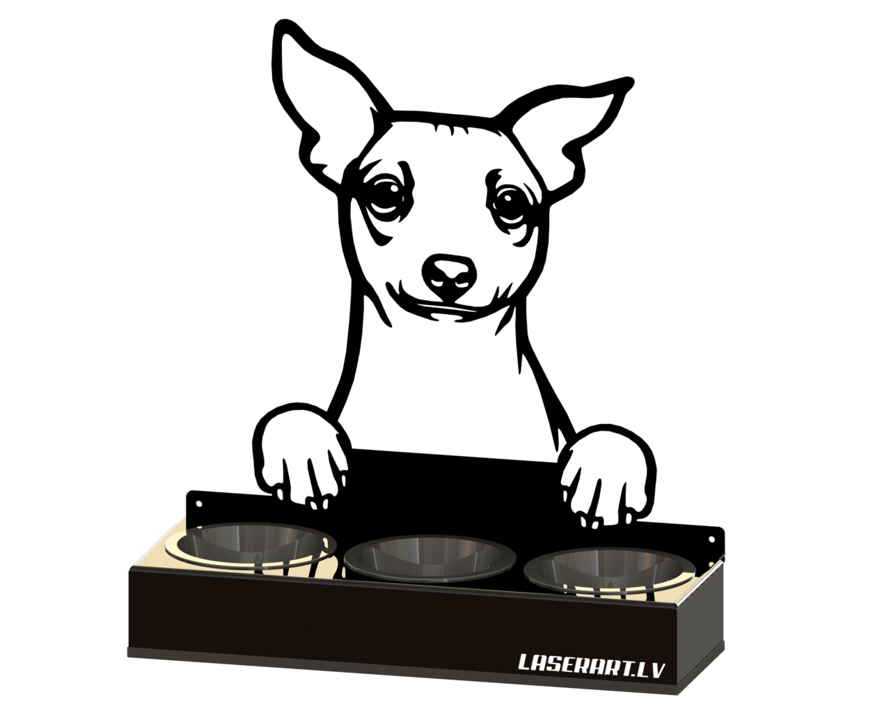 3-Bowl Dog Feeder, American Hairless Terriers Dog breed, Raised Feeding Station