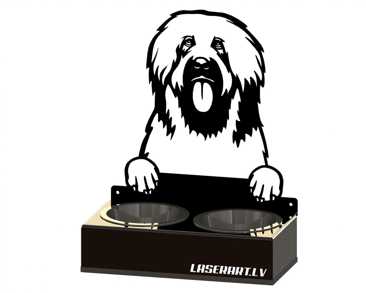 2-Bowl Dog Feeder, Briards Dog breed, Raised Feeding Station