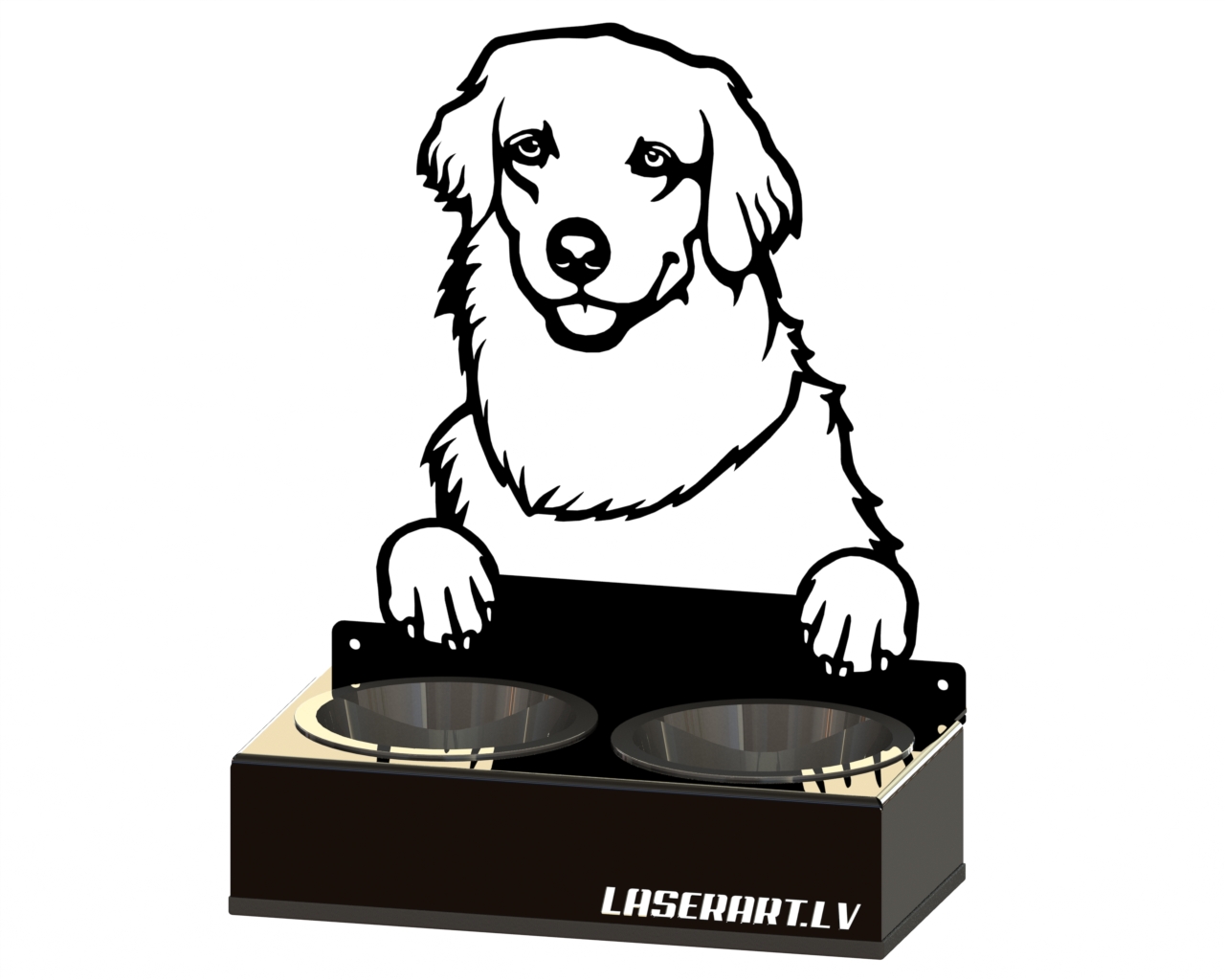 2-Bowl Dog Feeder, Kuvasz Dog breed, Raised Feeding Station