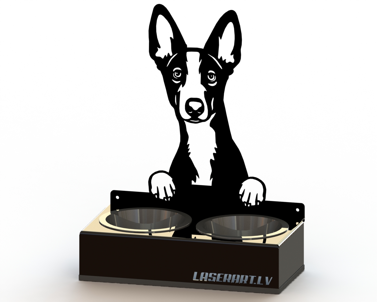 2-Bowl Dog Feeder, Ibizan Hounds Dog breed, Raised Feeding Station