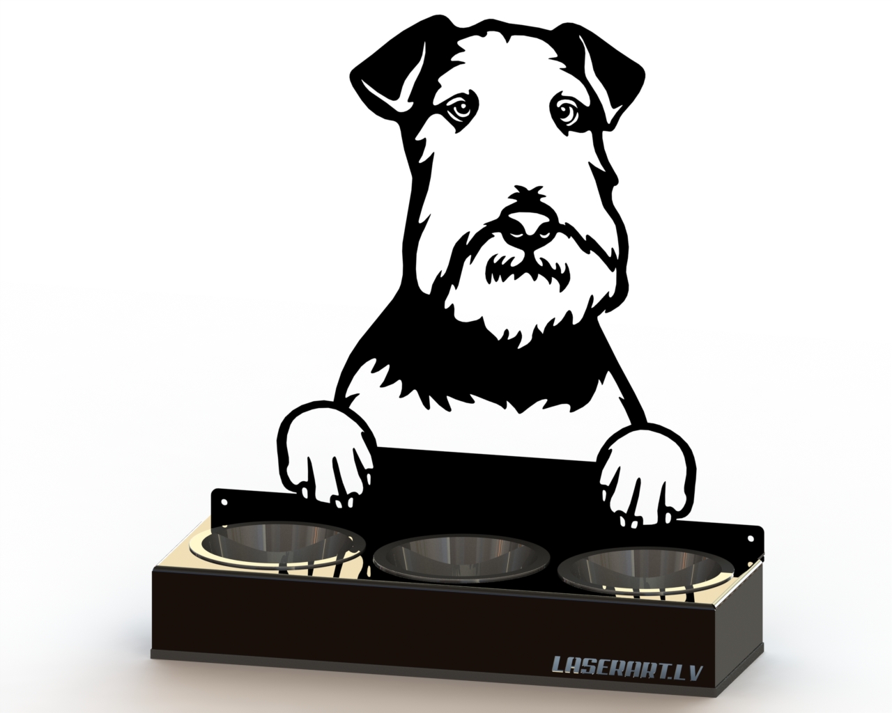 3-Bowl Dog Feeder, Lakeland Terriers Dog breed, Raised Feeding Station