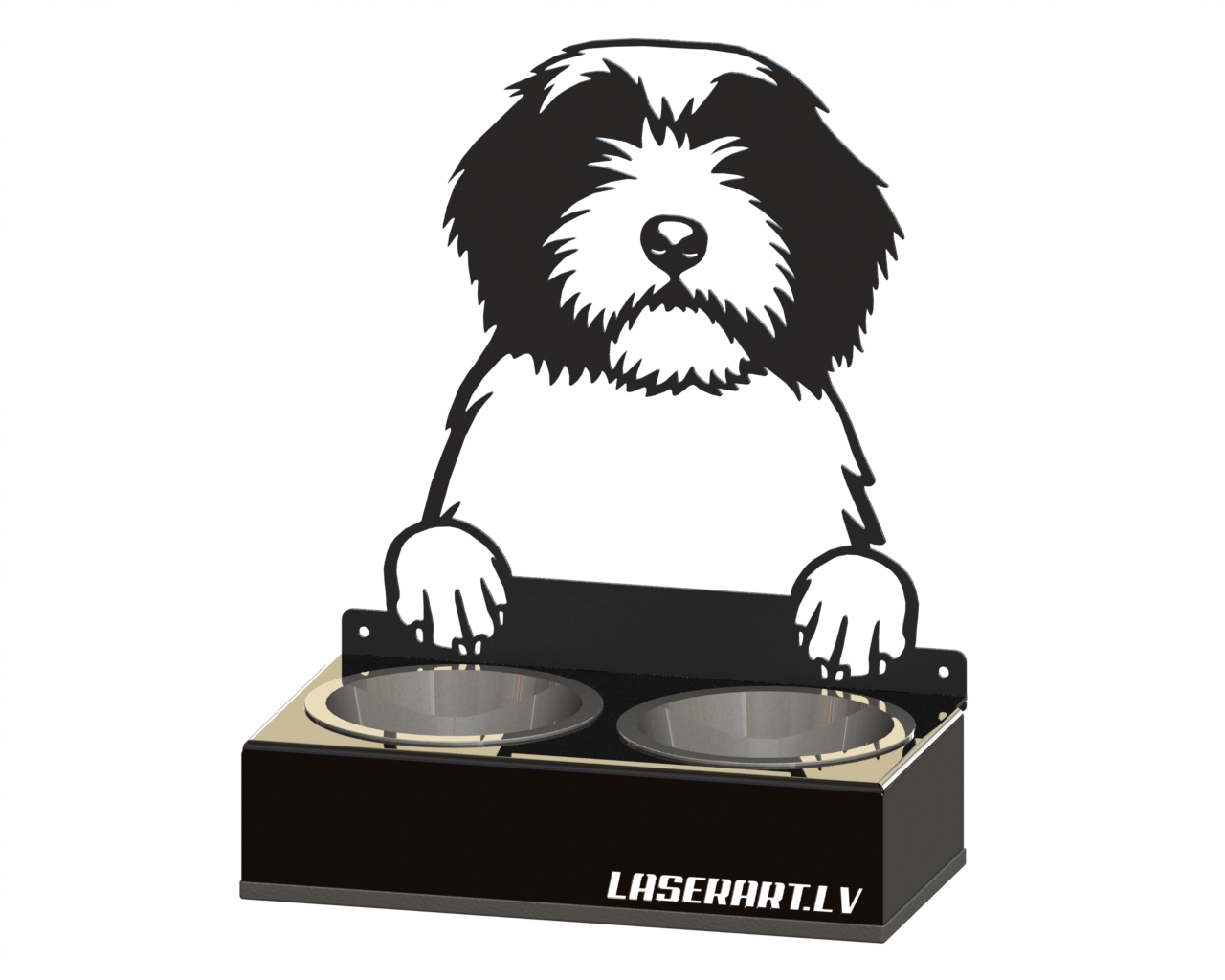 2-Bowl Dog Feeder, Polish Lowland Sheepdogs Dog breed, Raised Feeding Station