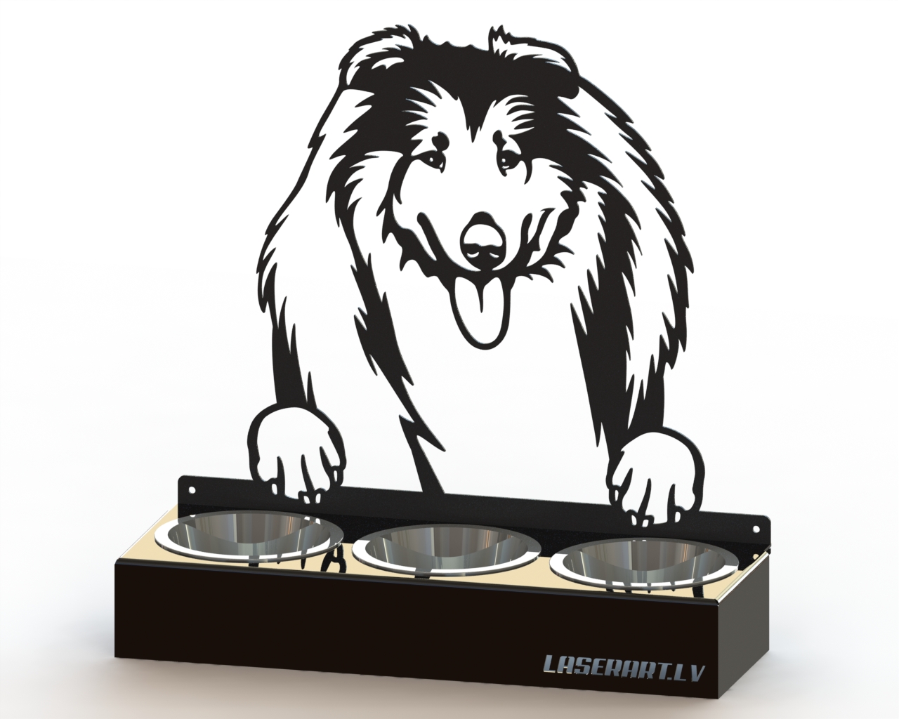 3-Bowl Dog Feeder, Collies Dog breed, Raised Feeding Station