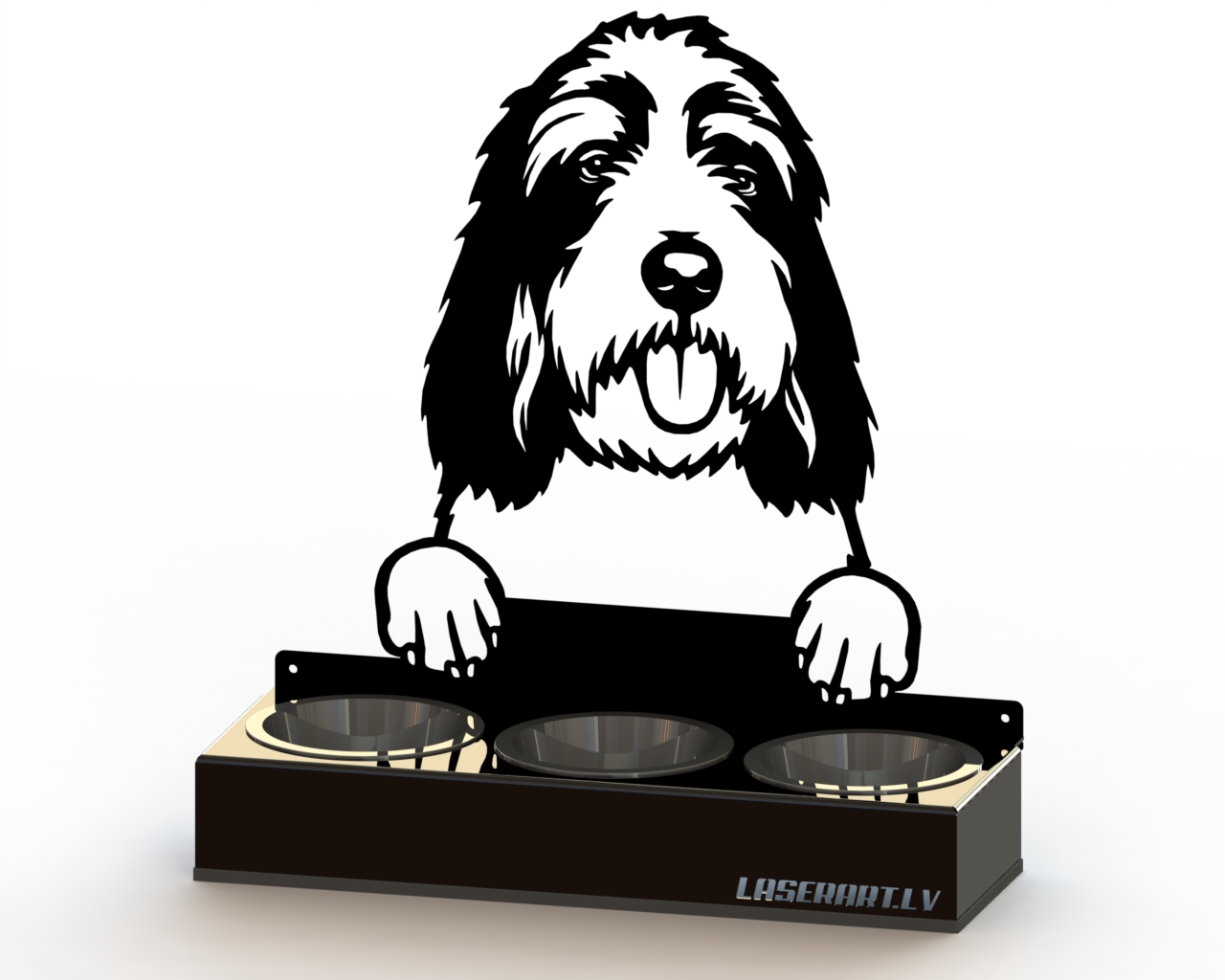 3-Bowl Dog Feeder, Grand Basset Griffon Vendeen Dog breed, Raised Feeding Station