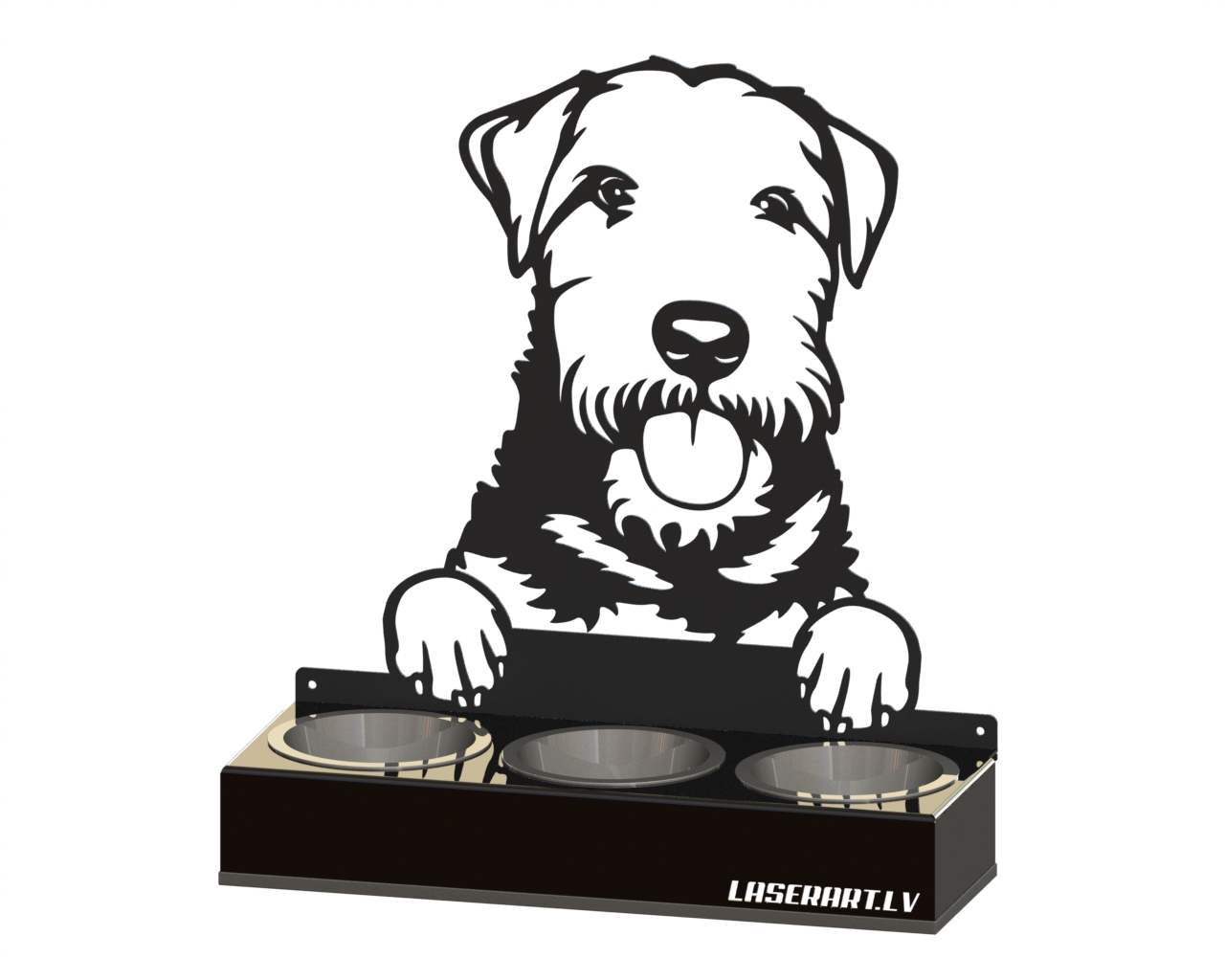 3-Bowl Dog Feeder, Welsh Terrierss Dog breed, Raised Feeding Station
