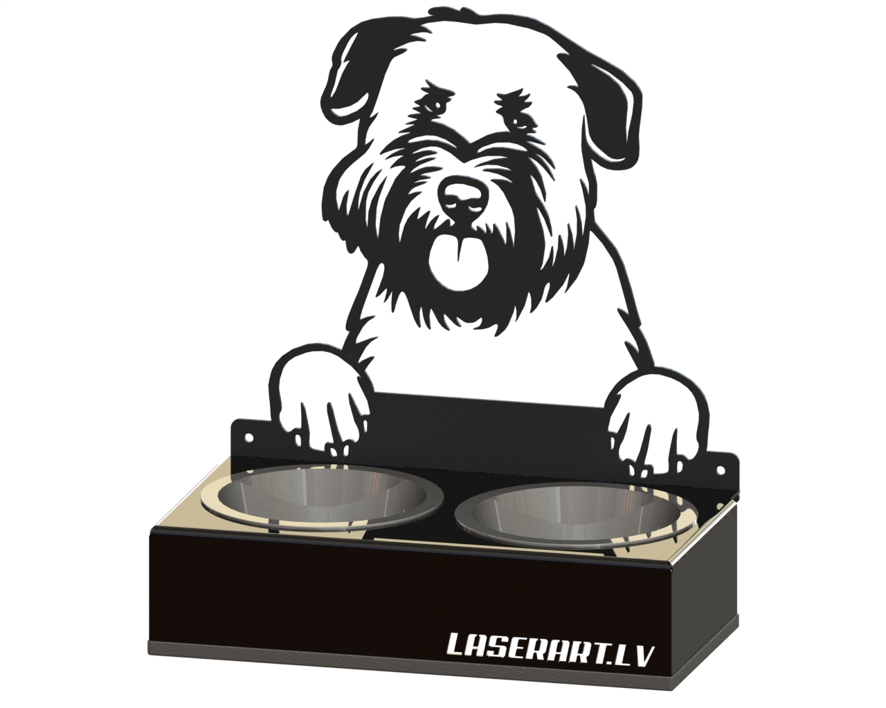 2-Bowl Dog Feeder, Soft Coated Wheaten Terriers Dog breed, Raised Feeding Station