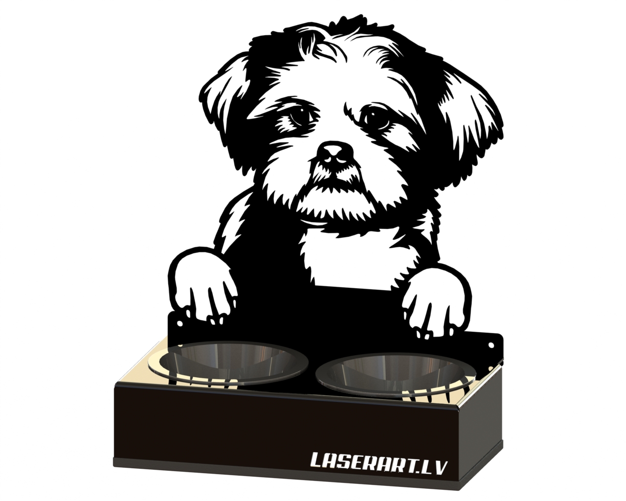 2-Bowl Dog Feeder, Lhasa Apsos Dog breed, Raised Feeding Station