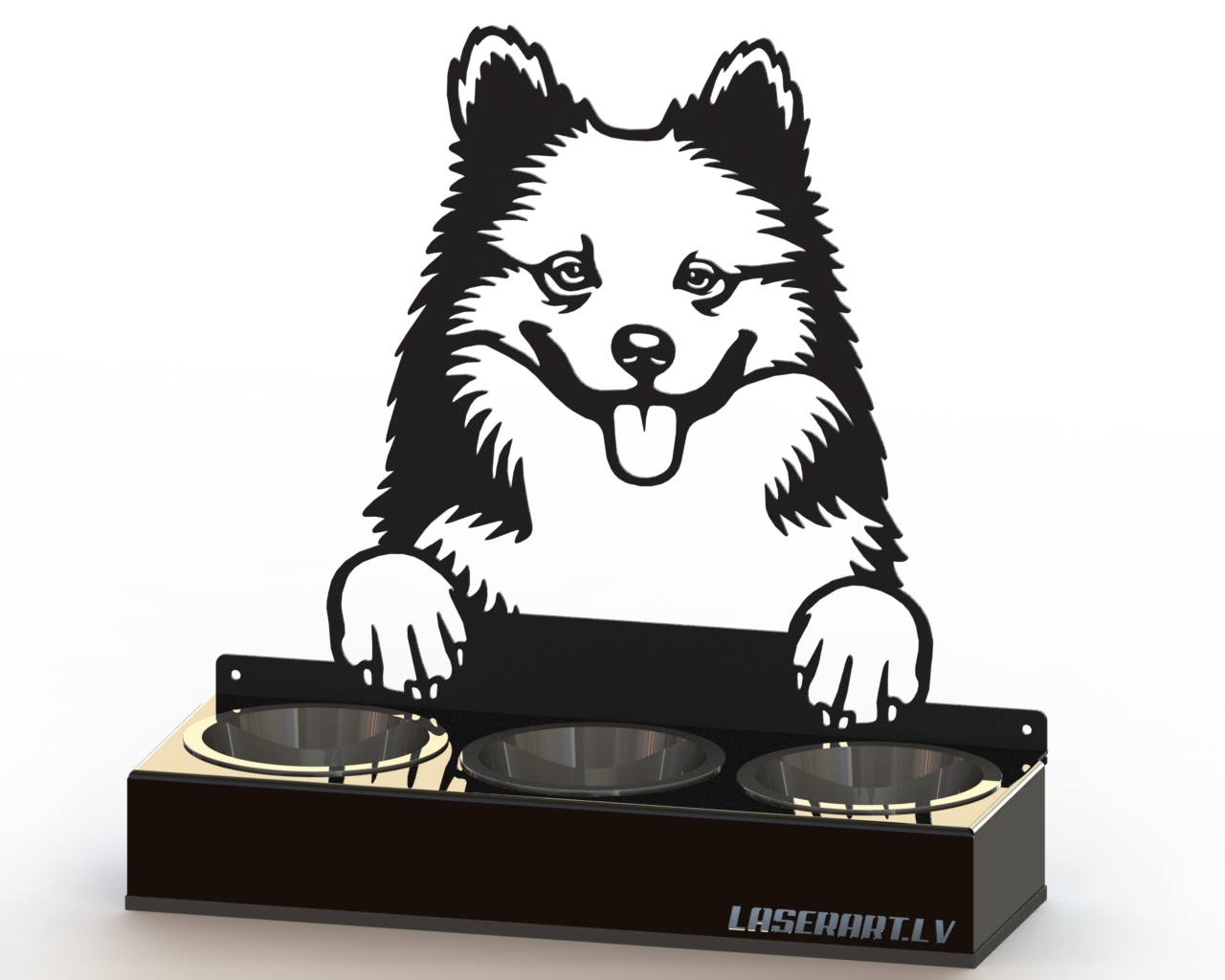 3-Bowl Dog Feeder, Icelandic Sheepdogs Dog breed, Raised Feeding Station