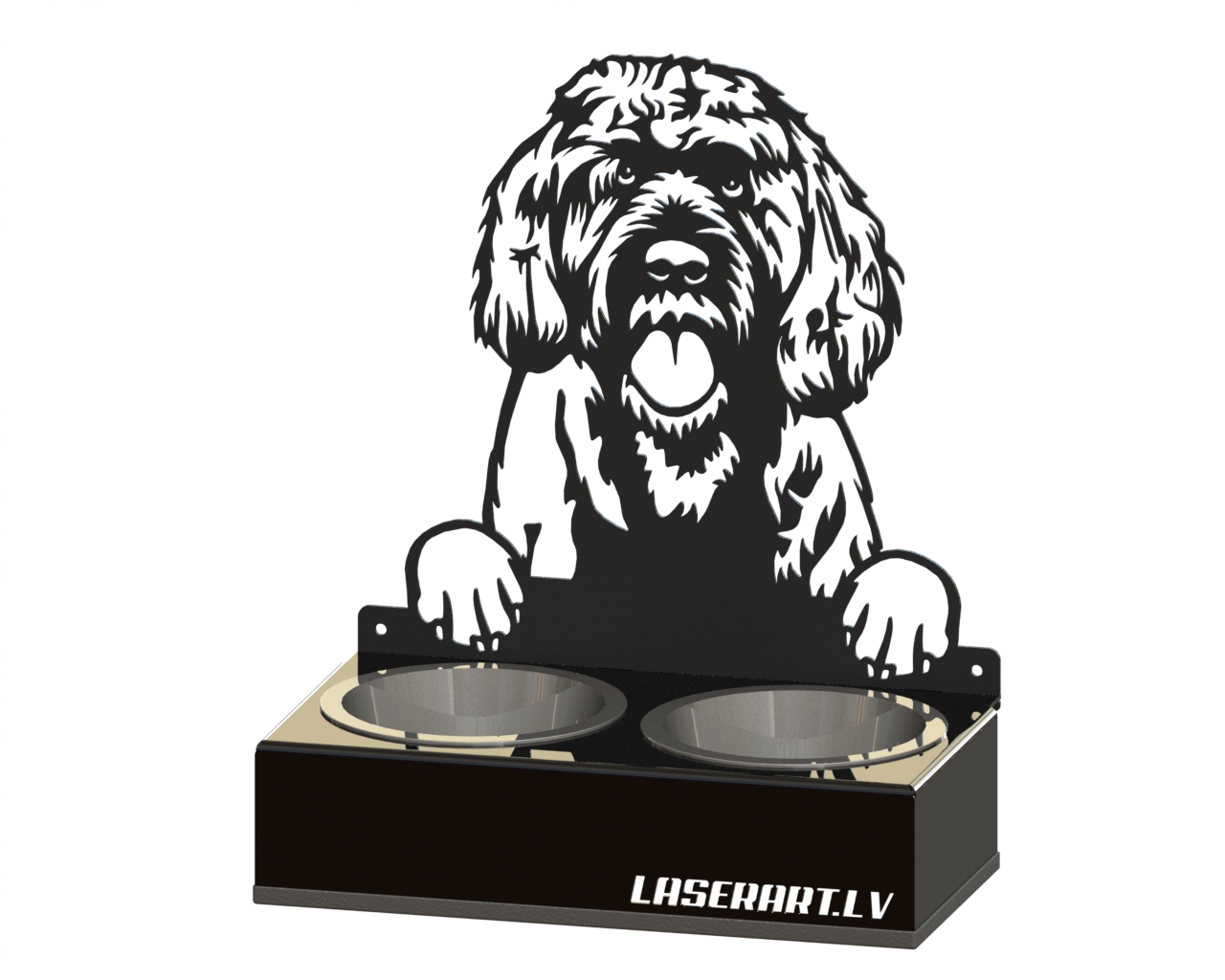 2-Bowl Dog Feeder, Portuguese Water Dogs Dog breed, Raised Feeding Station