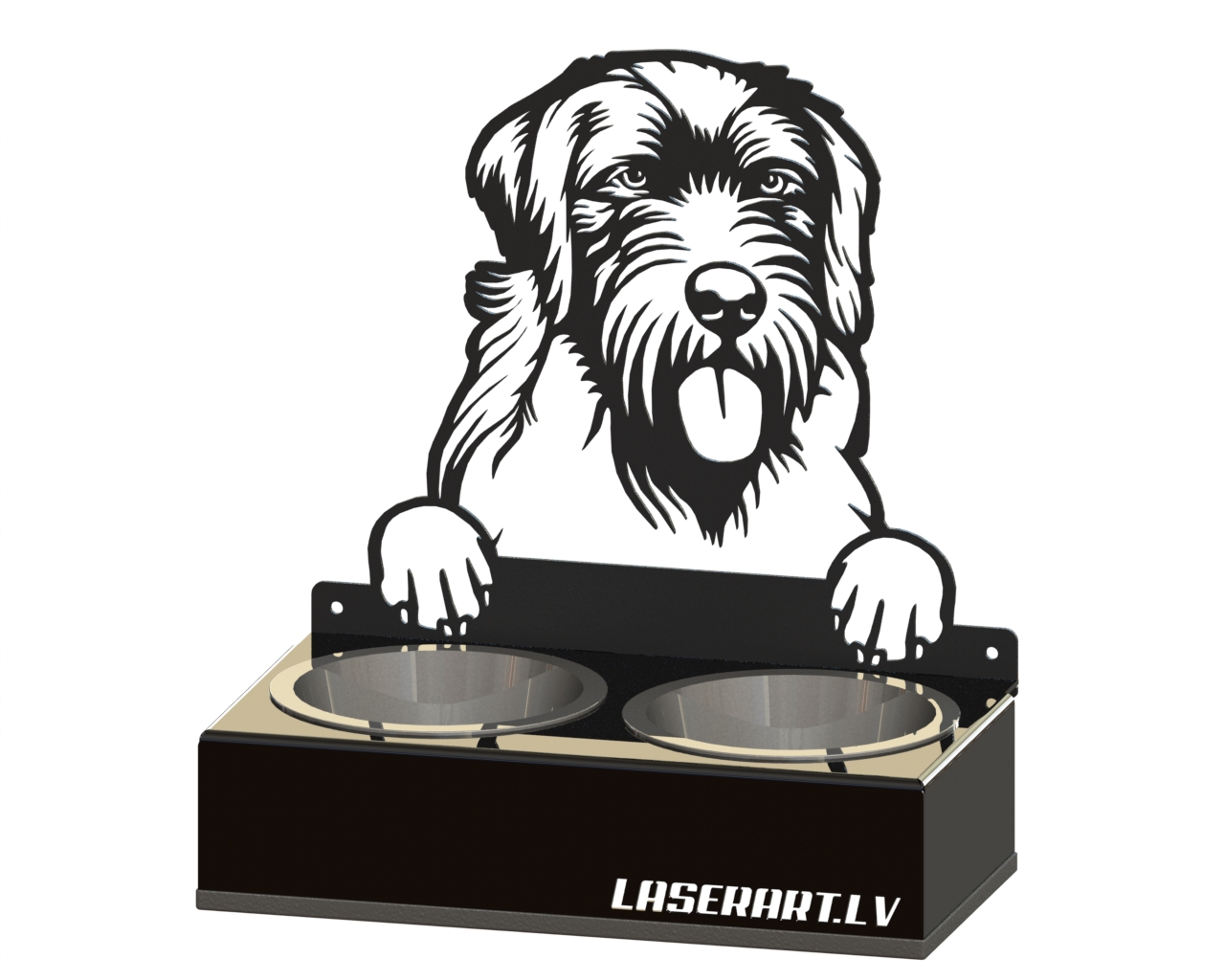 2-Bowl Dog Feeder, Wirehaired Pointing Griffons Dog breed, Raised Feeding Station