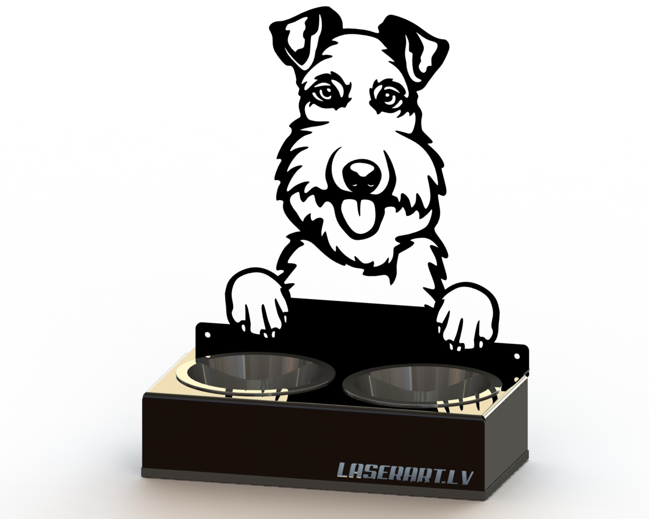 2-Bowl Dog Feeder, Fox Terriers (Wire) Dog breed, Raised Feeding Station
