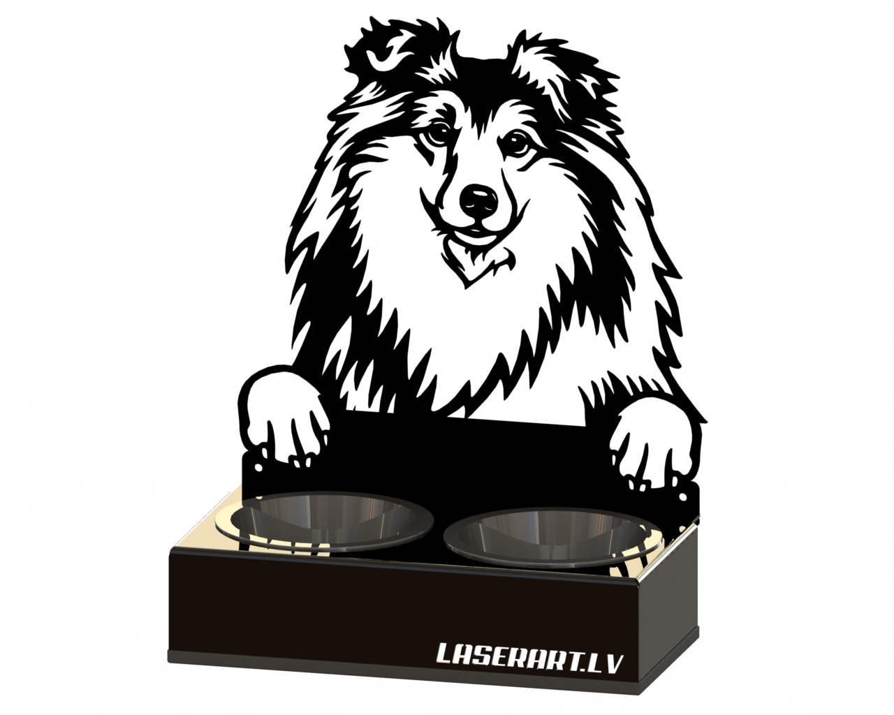 2-Bowl Dog Feeder, Shetland Sheepdogs Dog breed, Raised Feeding Station