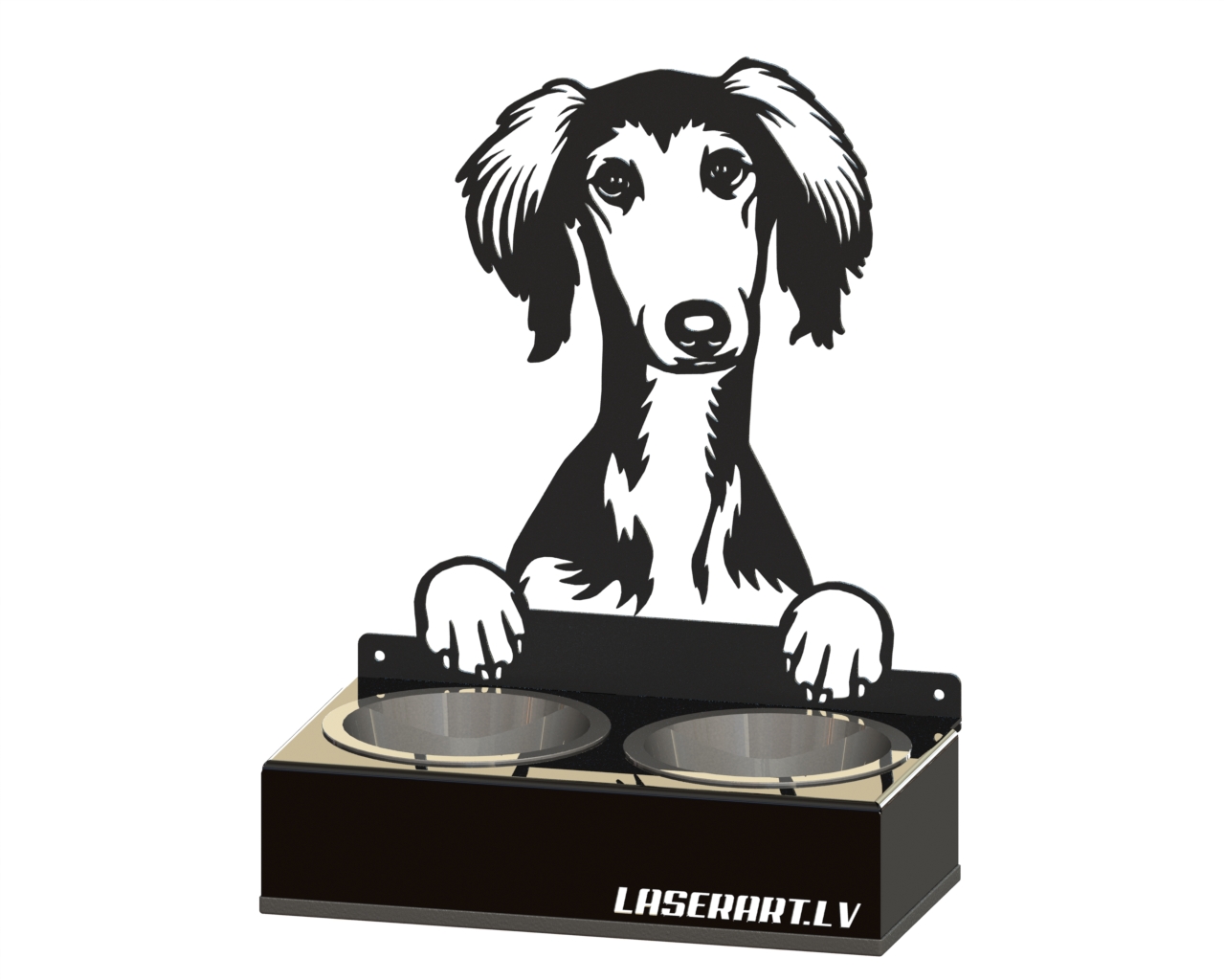2-Bowl Dog Feeder, Salukis Dog breed, Raised Feeding Station