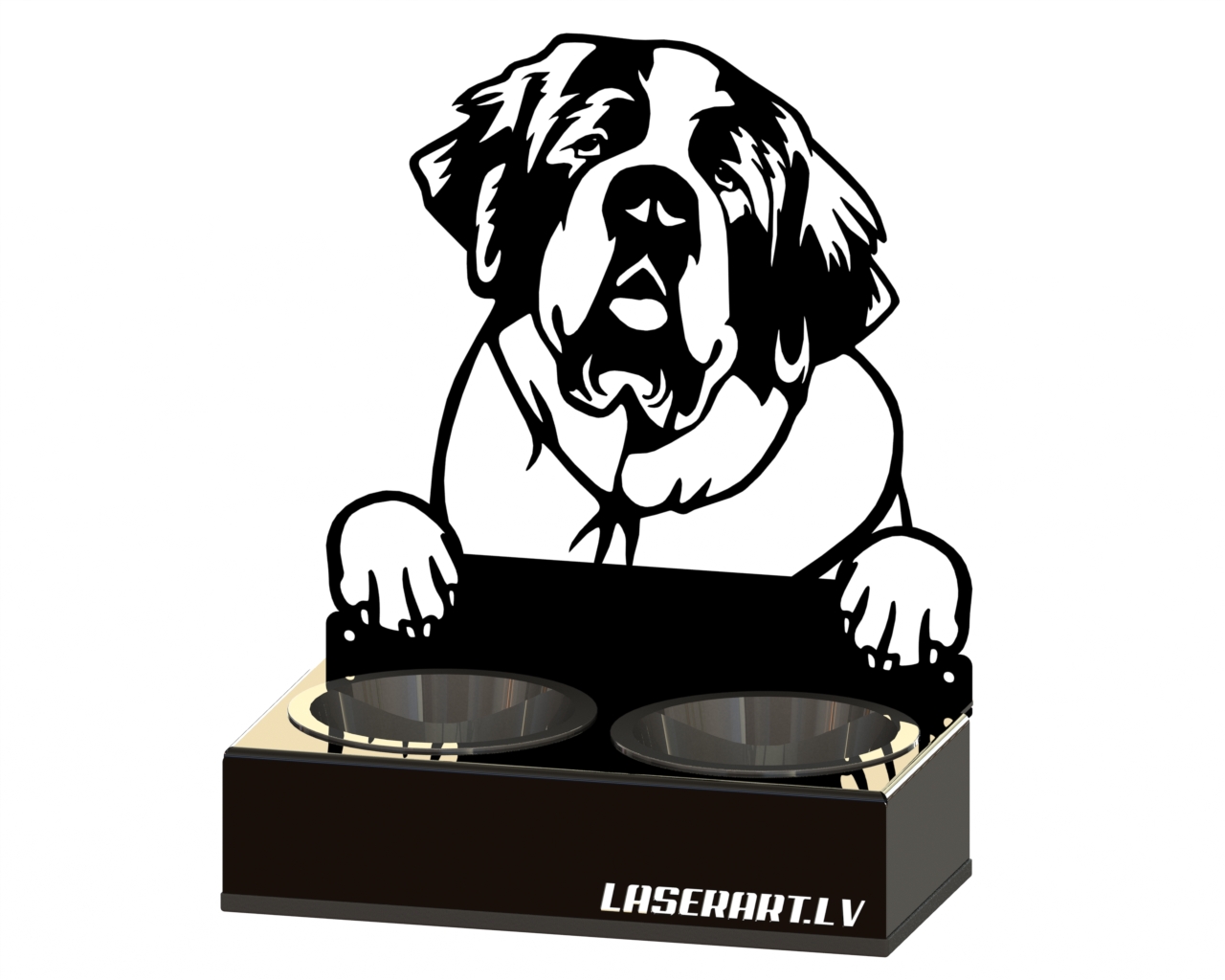 2-Bowl Dog Feeder, St. Bernards Dog breed, Raised Feeding Station