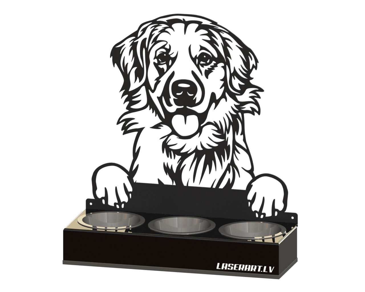 3-Bowl Dog Feeder, Retrievers (Labrador) Dog breed, Raised Feeding Station