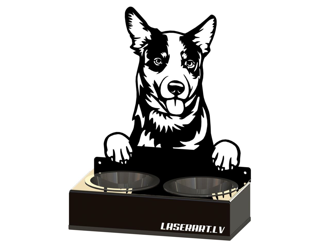 2-Bowl Dog Feeder, Australian Cattle Dog breed, Raised Feeding Station