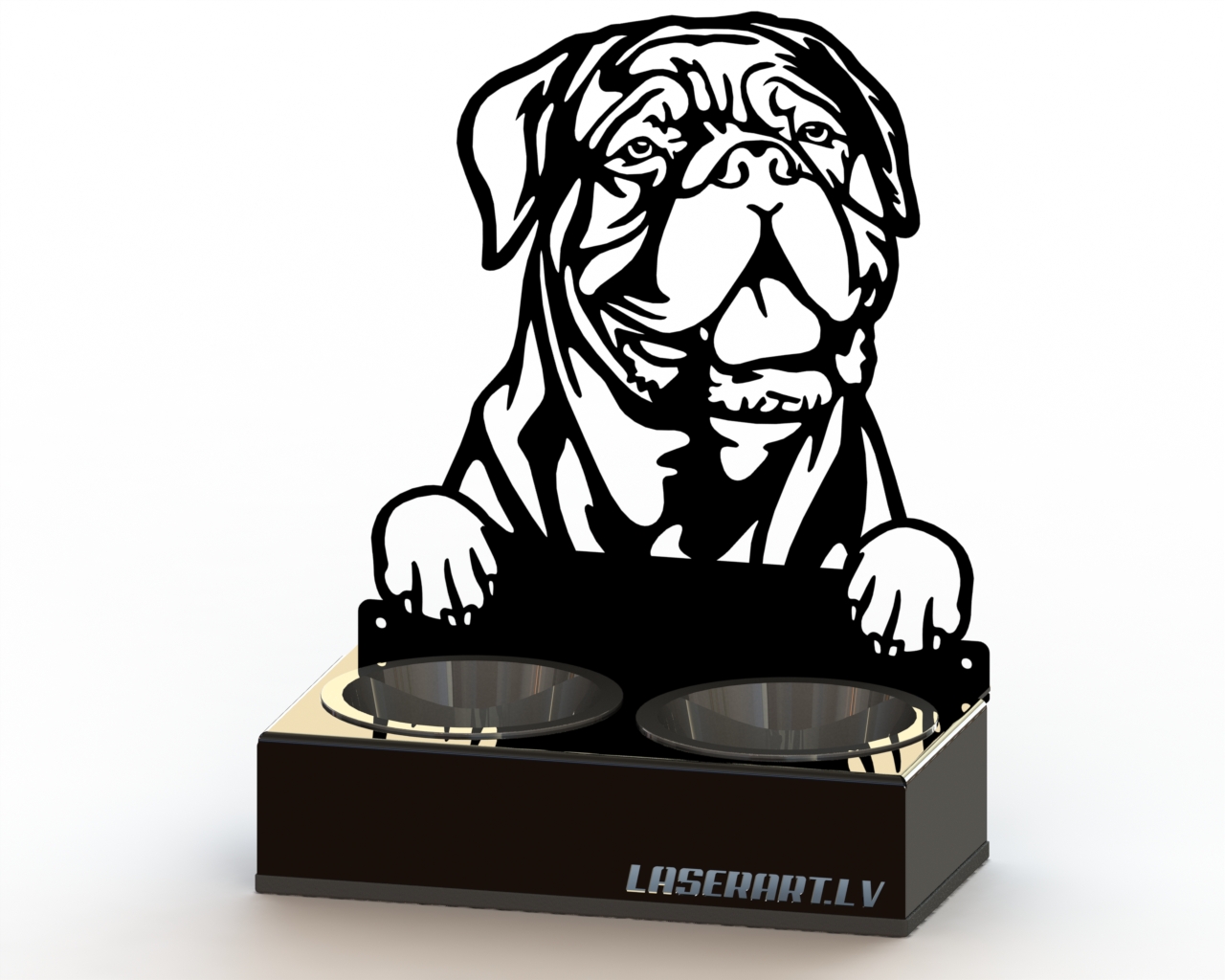 2-Bowl Dog Feeder, Dogues de Bordeaux Dog breed, Raised Feeding Station
