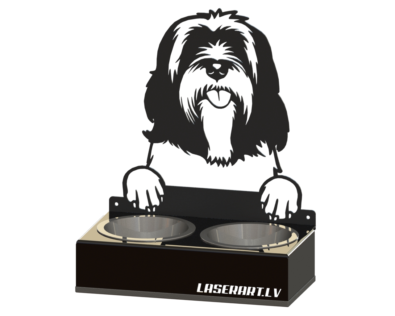2-Bowl Dog Feeder, Tibetan Terriers Dog breed, Raised Feeding Station
