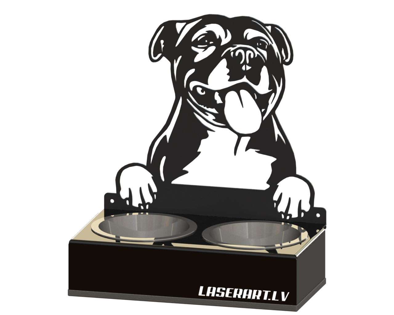 2-Bowl Dog Feeder, Staffordshire Bull Terriers Dog breed, Raised Feeding Station