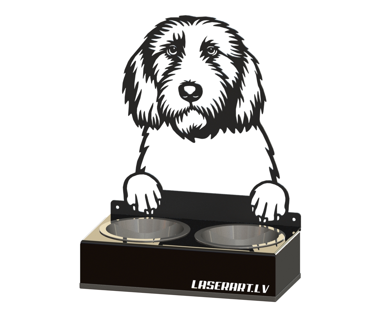 2-Bowl Dog Feeder, Petits Bassets Griffons Vendeens Dog breed, Raised Feeding Station