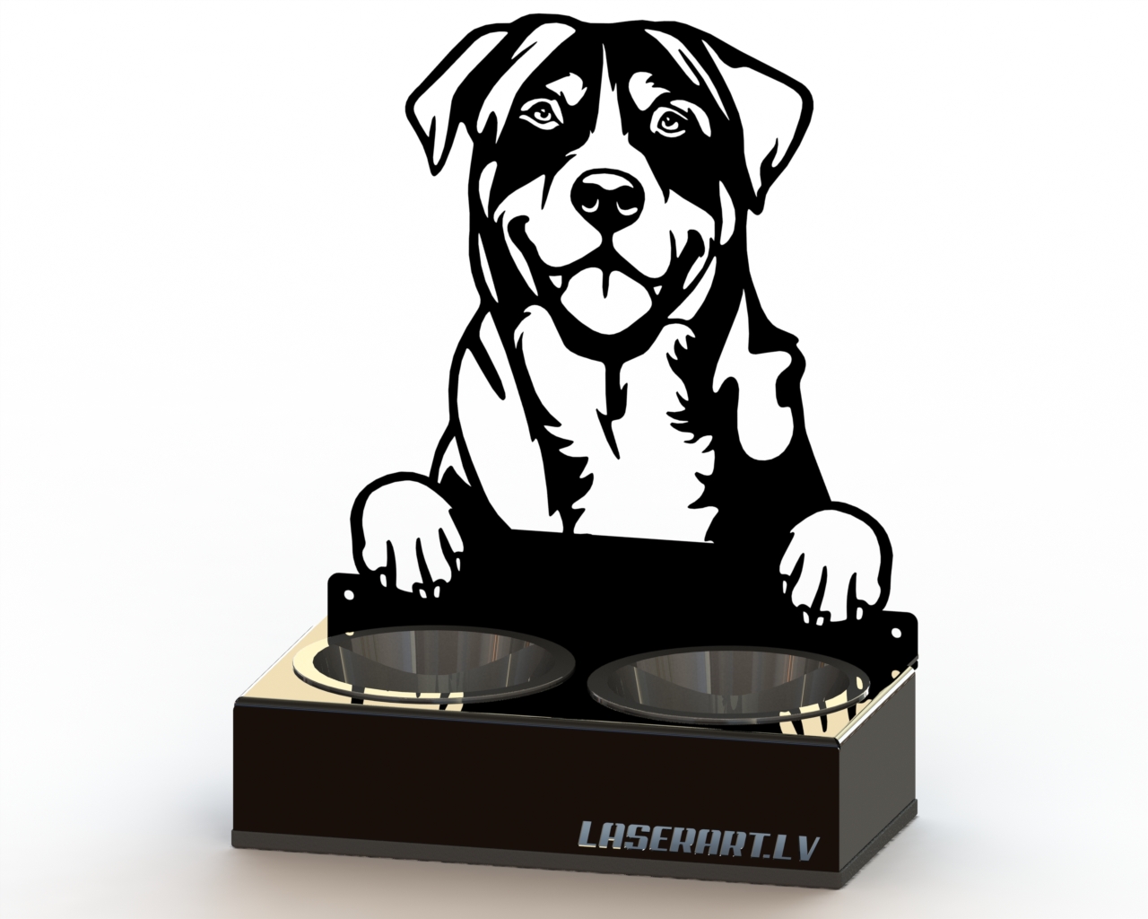 2-Bowl Dog Feeder, Greater Swiss Mountain Dog breed, Raised Feeding Station